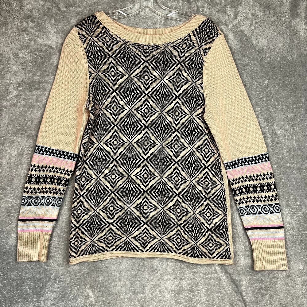 Sundance Knit Sweater‎ Womens S Cashmere Lambswool Patterned Beige